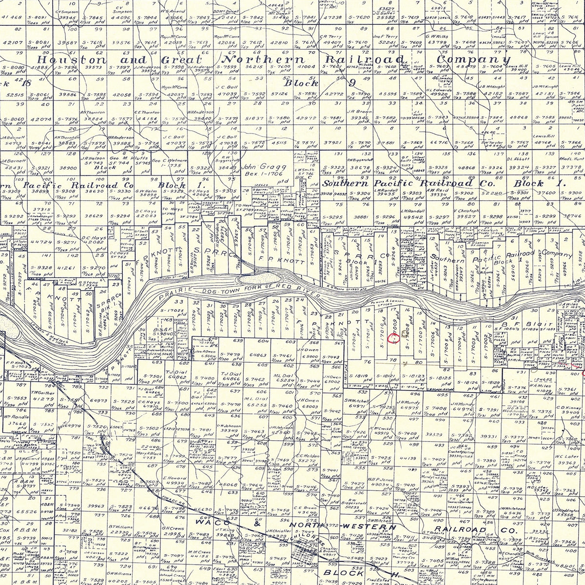 Restored historic details from the 1921 county map of Childress County, Texas