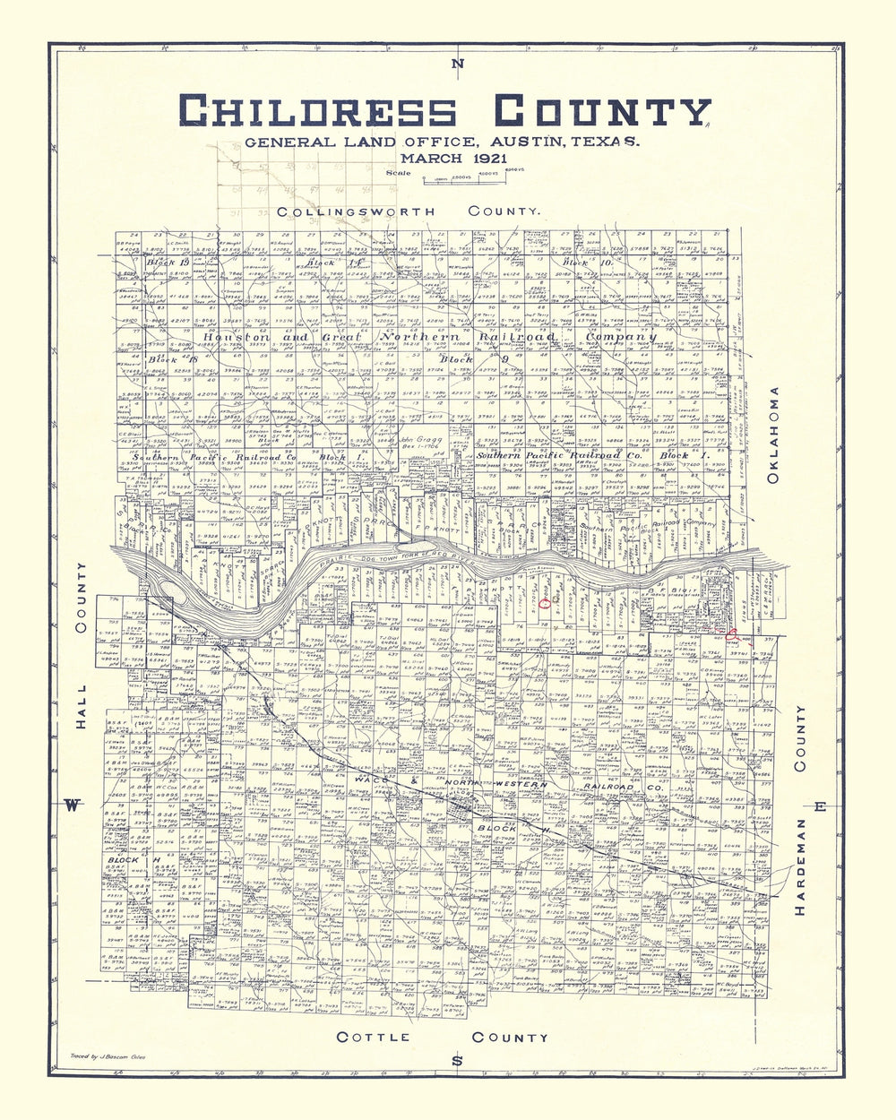 Vintage Map of Childress County, Texas 1921 print style example