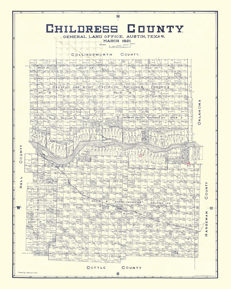 Size comparison using Vintage Map of Childress County, Texas 1921