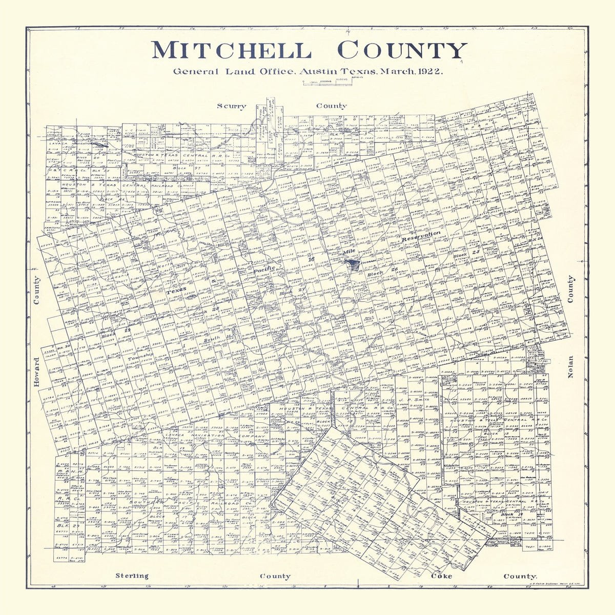 Preview of Vintage Map of Mitchell County, Texas 1922