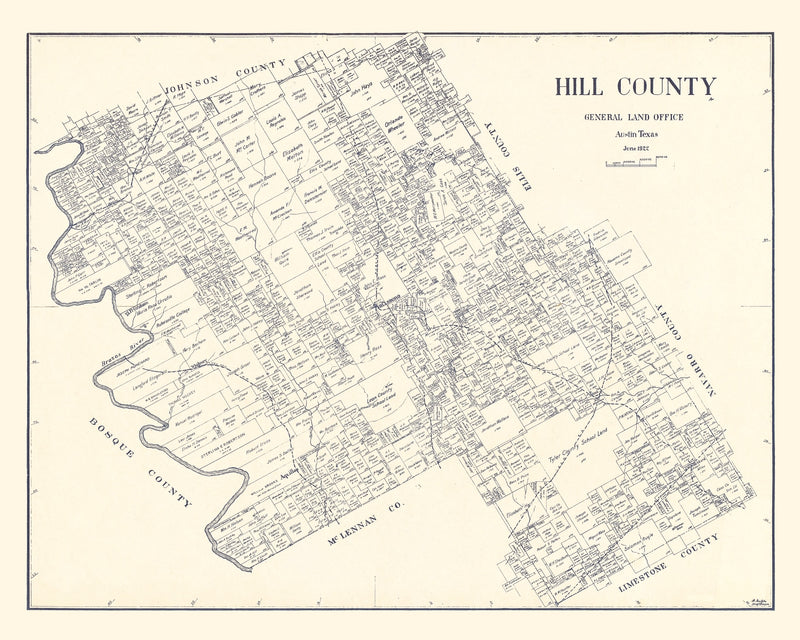 Size comparison using Vintage Map of Hill County, Texas 1922