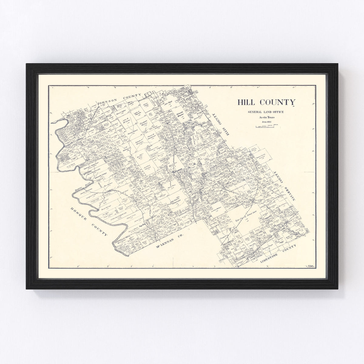 Hill County Vintage Map 1922