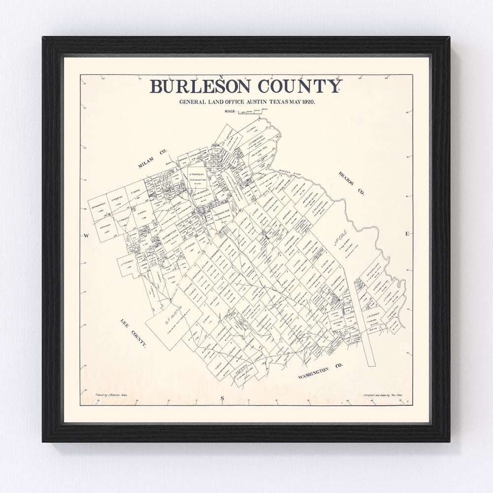 Burleson County Vintage Map 1920