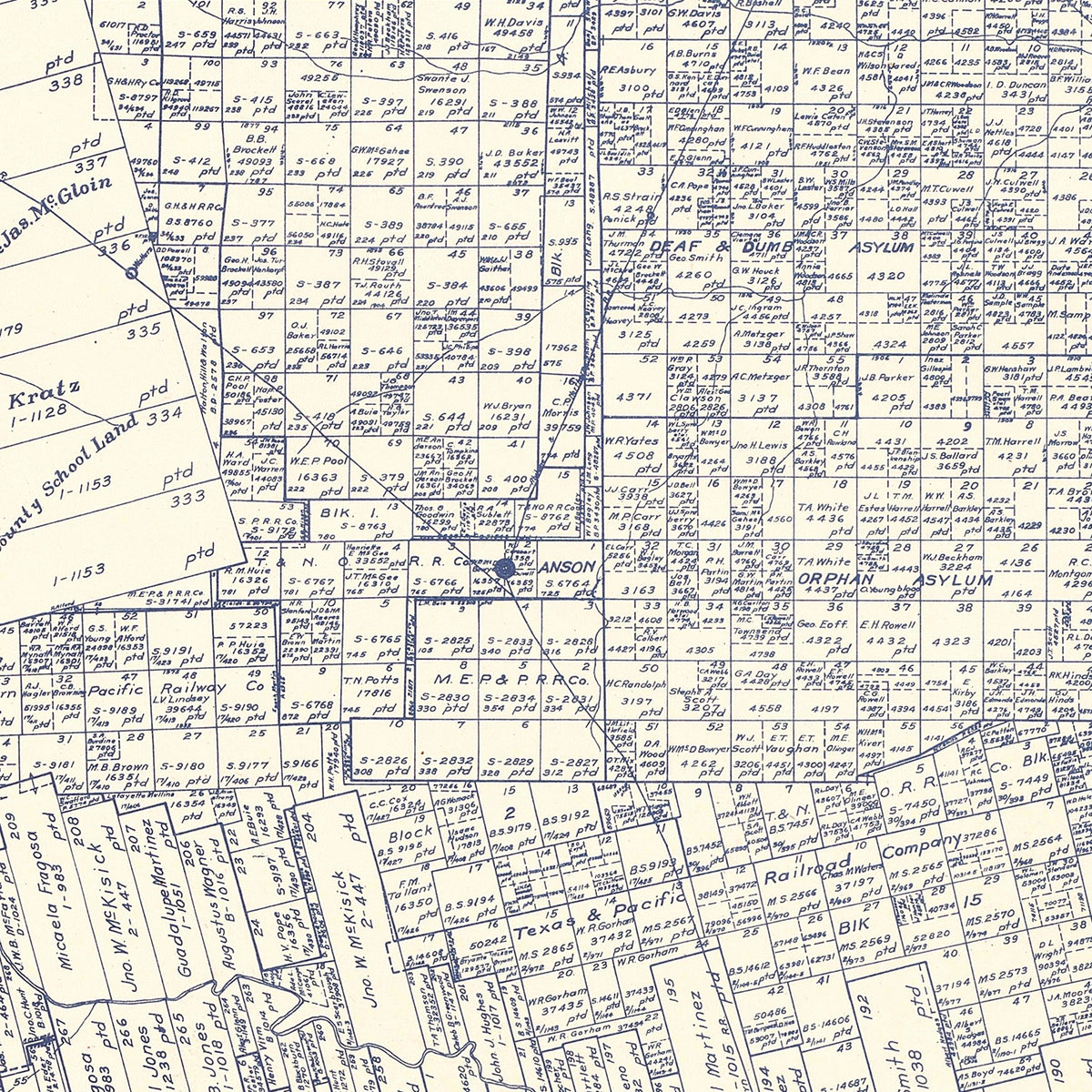 Restored historic details from the 1921 county map of Jones County, Texas