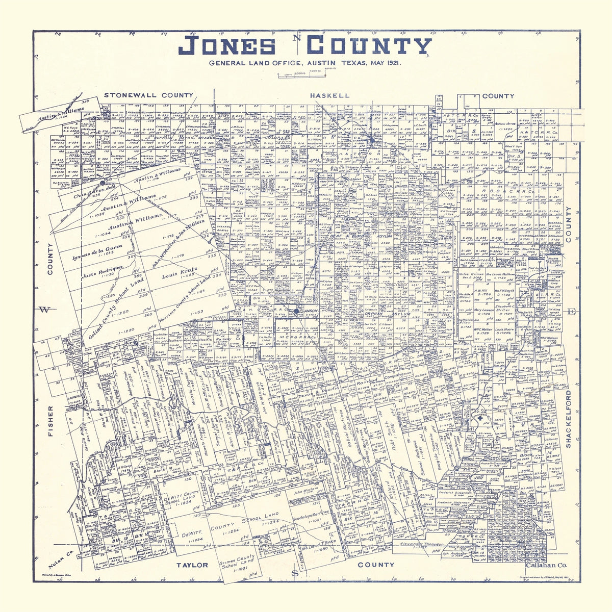 Preview of Vintage Map of Jones County, Texas 1921