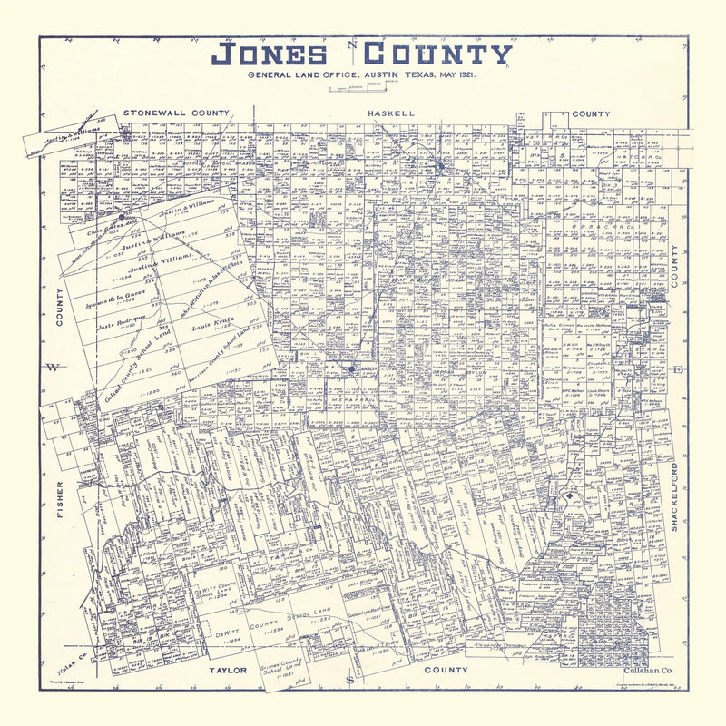 Size comparison using Vintage Map of Jones County, Texas 1921