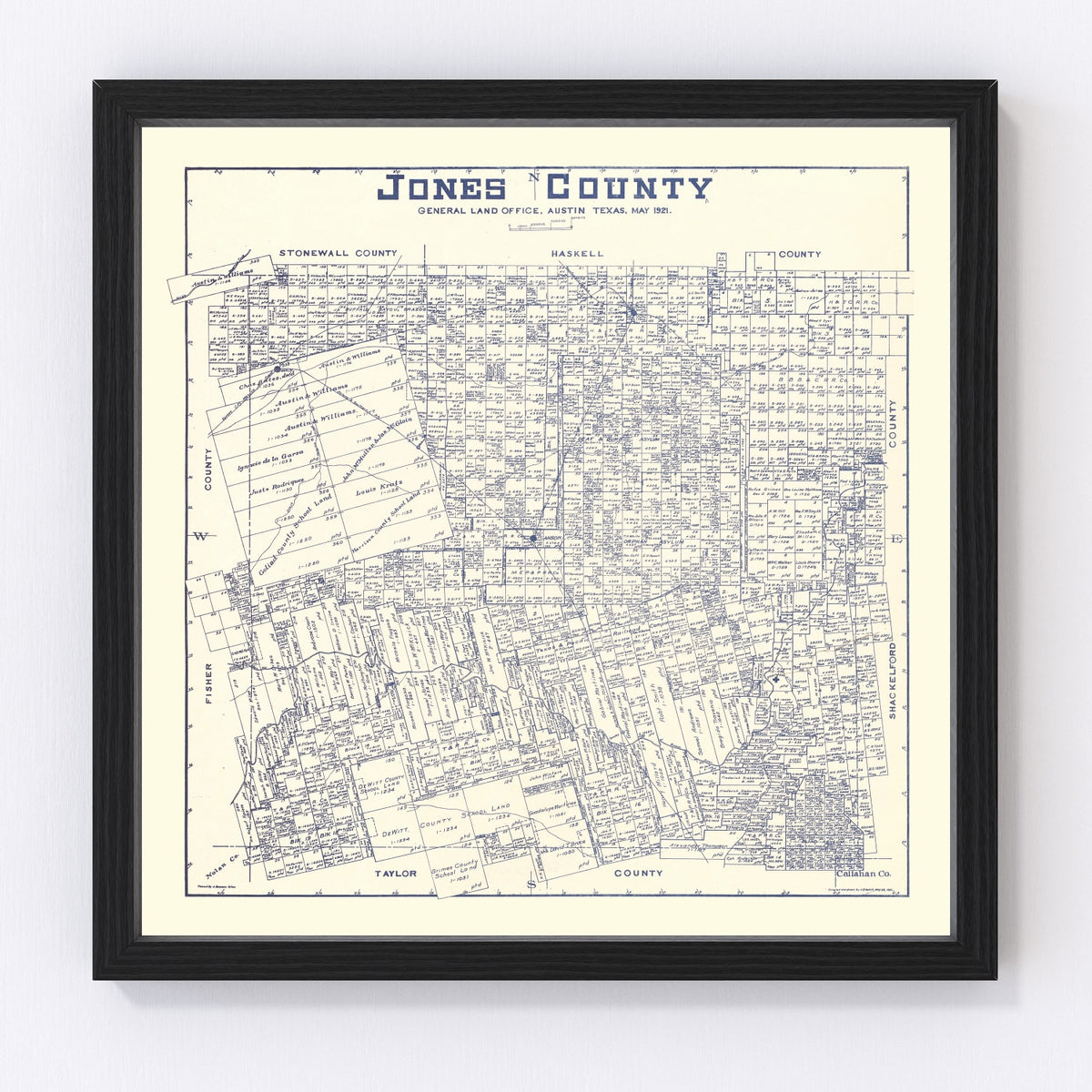 Jones County Vintage Map 1921