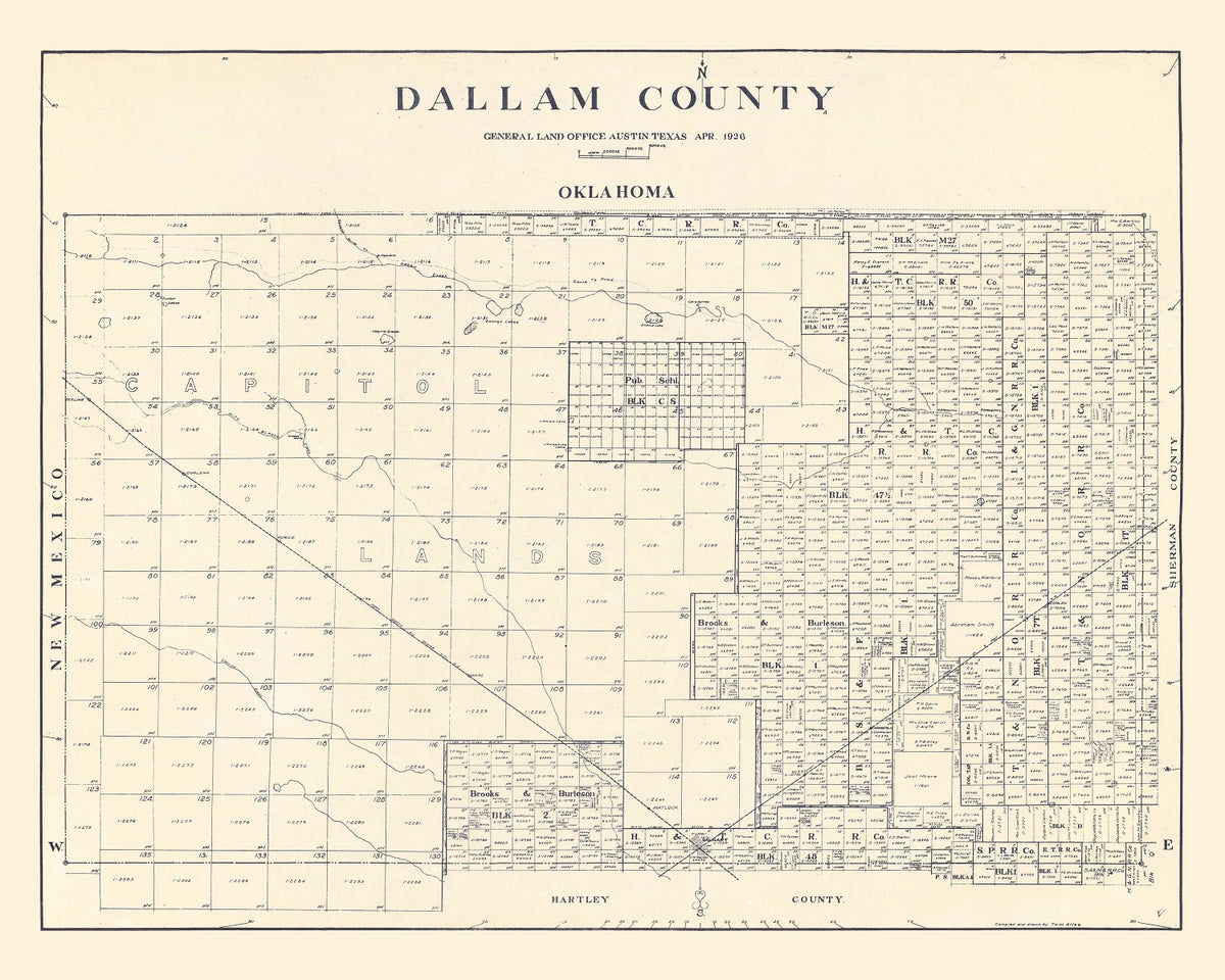 Preview of Vintage Map of Dallam County, Texas 1926