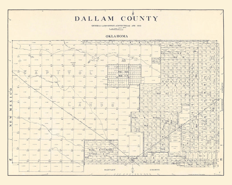 Size comparison using Vintage Map of Dallam County, Texas 1926