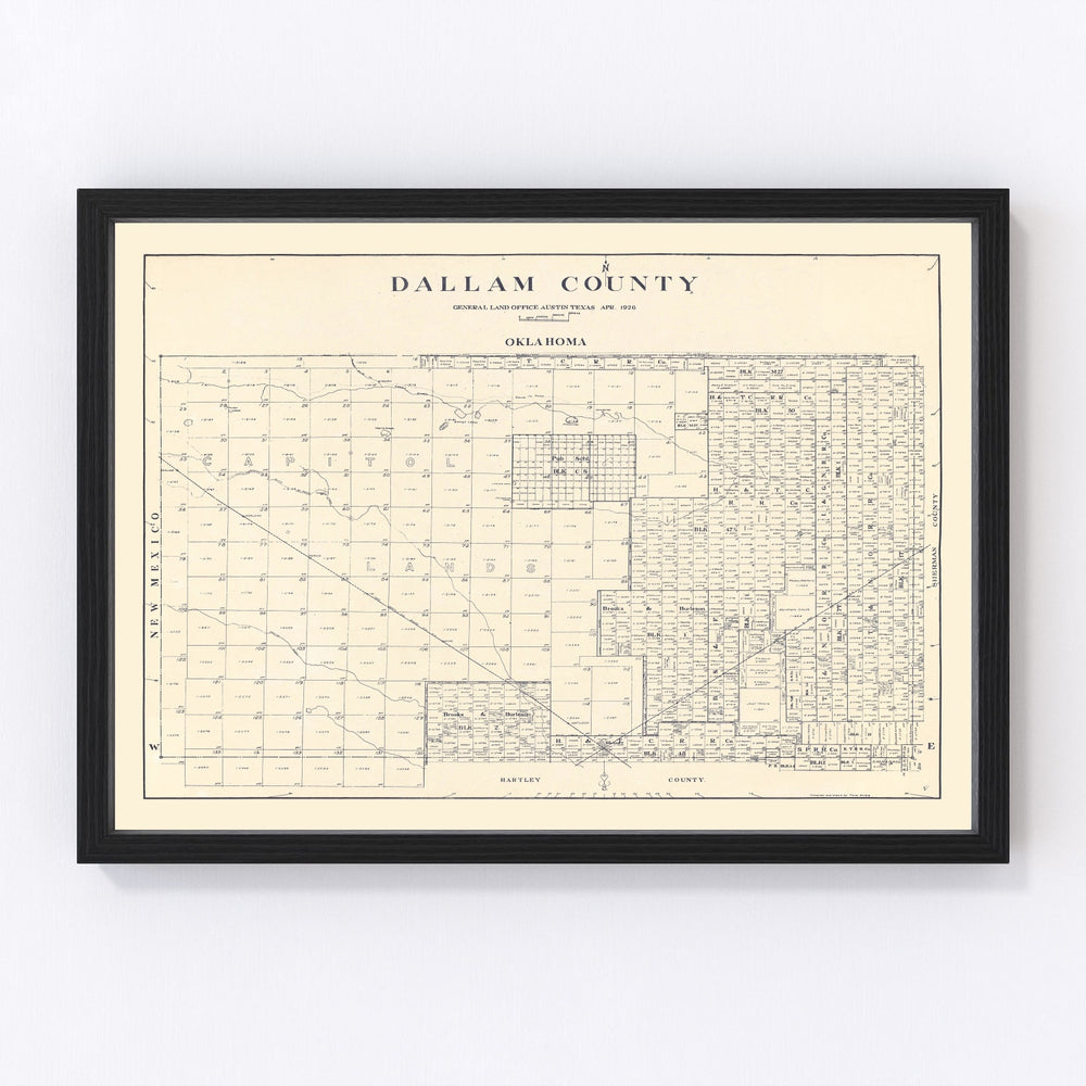 Dallam County Vintage Map 1926