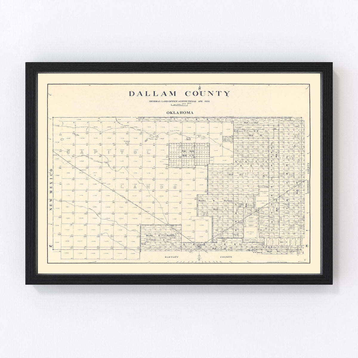 Dallam County Vintage Map 1926