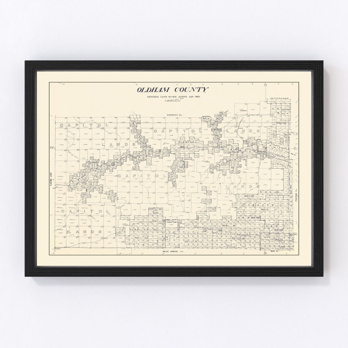 Oldham County Vintage Map 1925