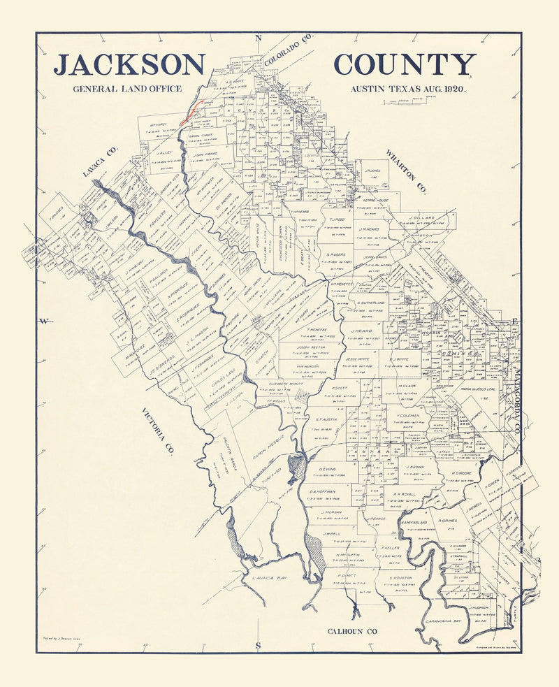 Size comparison using Vintage Map of Jackson County, Texas 1920