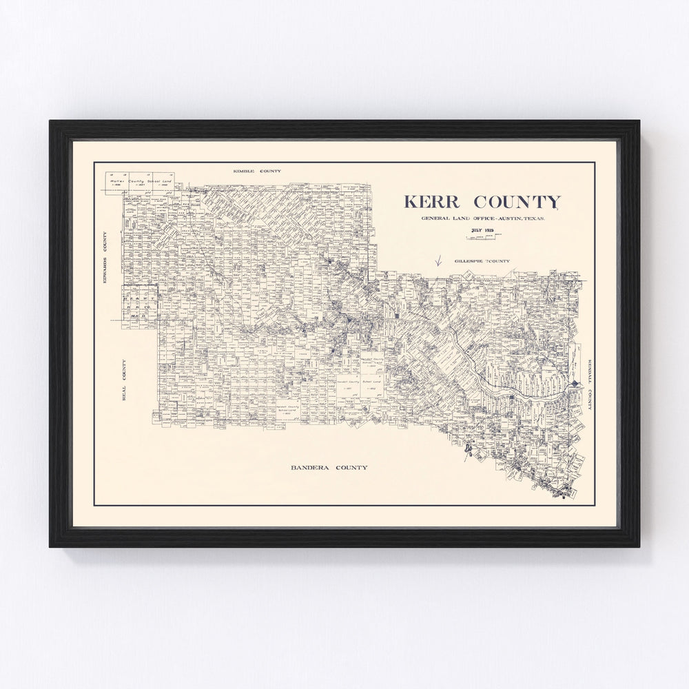 Kerr County Vintage Map 1923