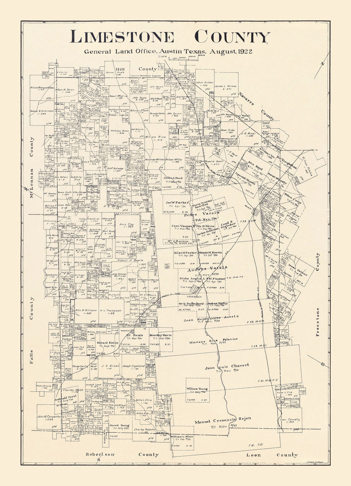 Preview of Vintage Map of Limestone County, Texas 1922