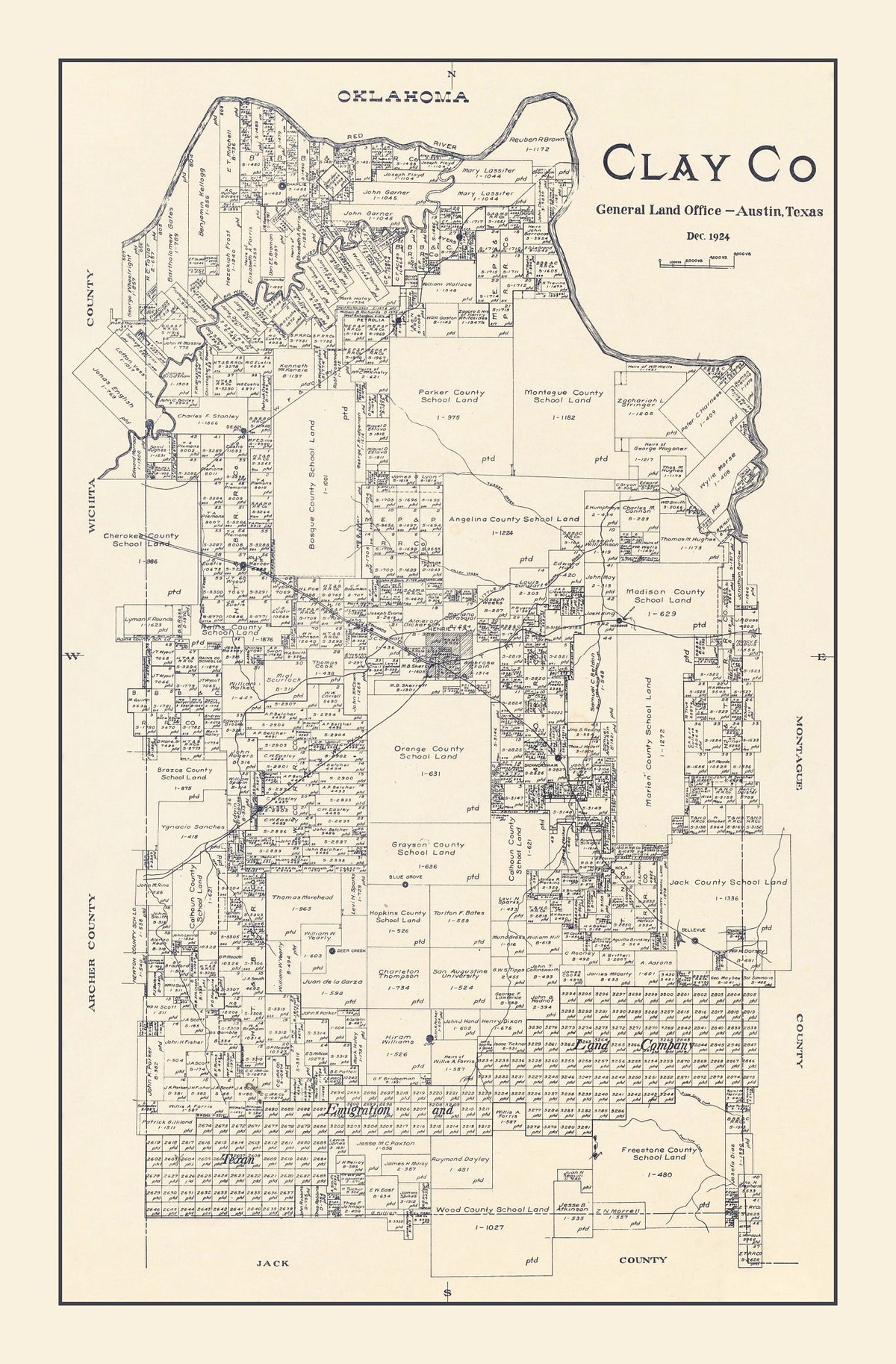 Preview of Vintage Map of Clay County, Texas 1924