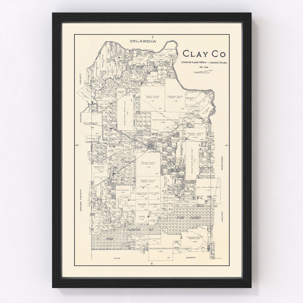Clay County Vintage Map 1924