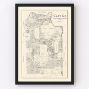 Clay County Vintage Map 1924