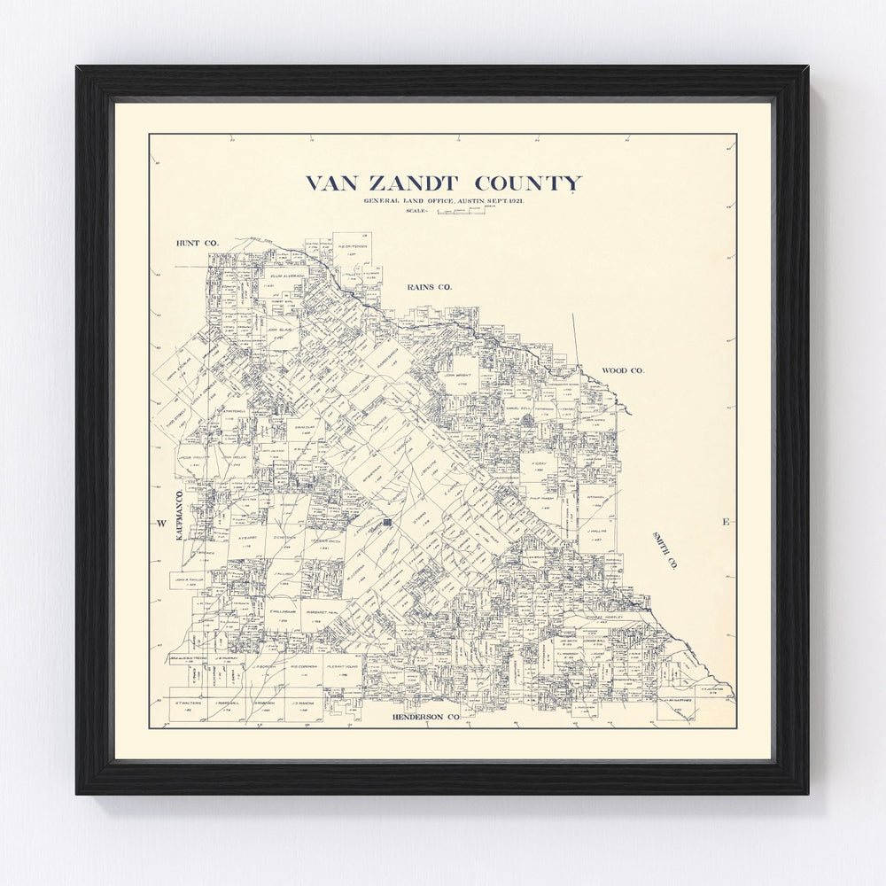 Van Zandt County Vintage Map 1921