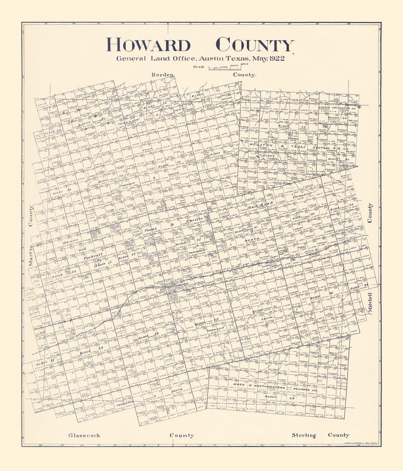 Size comparison using Vintage Map of Howard County, Texas 1922