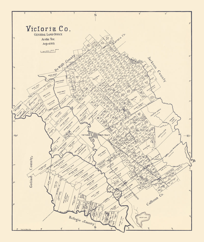 Size comparison using Vintage Map of Victoria County, Texas 1921