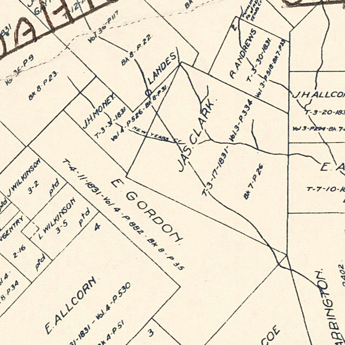 Restored historic details from the 1920 county map of Washington County, Texas