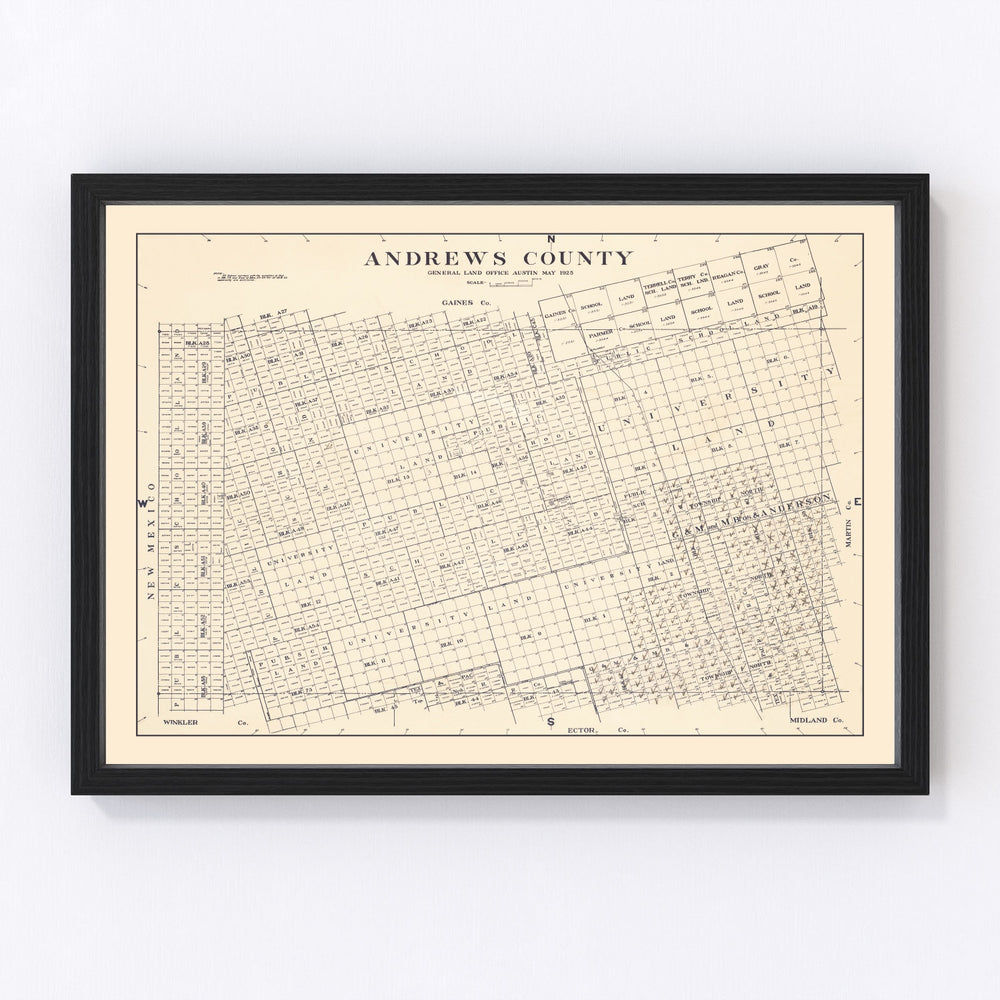 Andrews County Vintage Map 1925