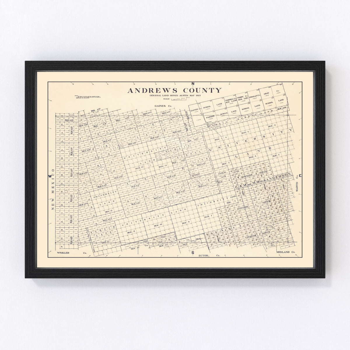 Andrews County Vintage Map 1925