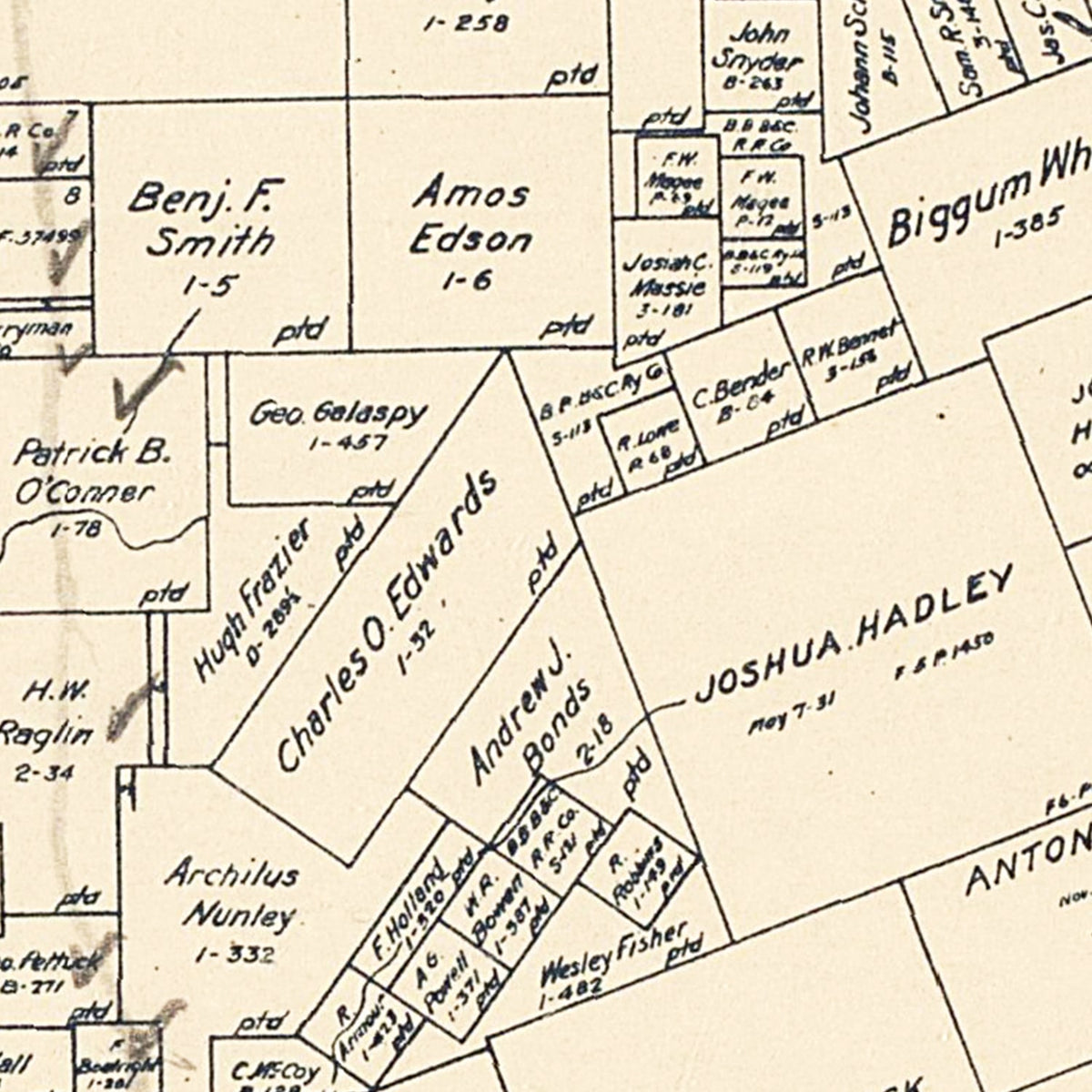 Restored historic details from the 1922 county map of Grimes County, Texas
