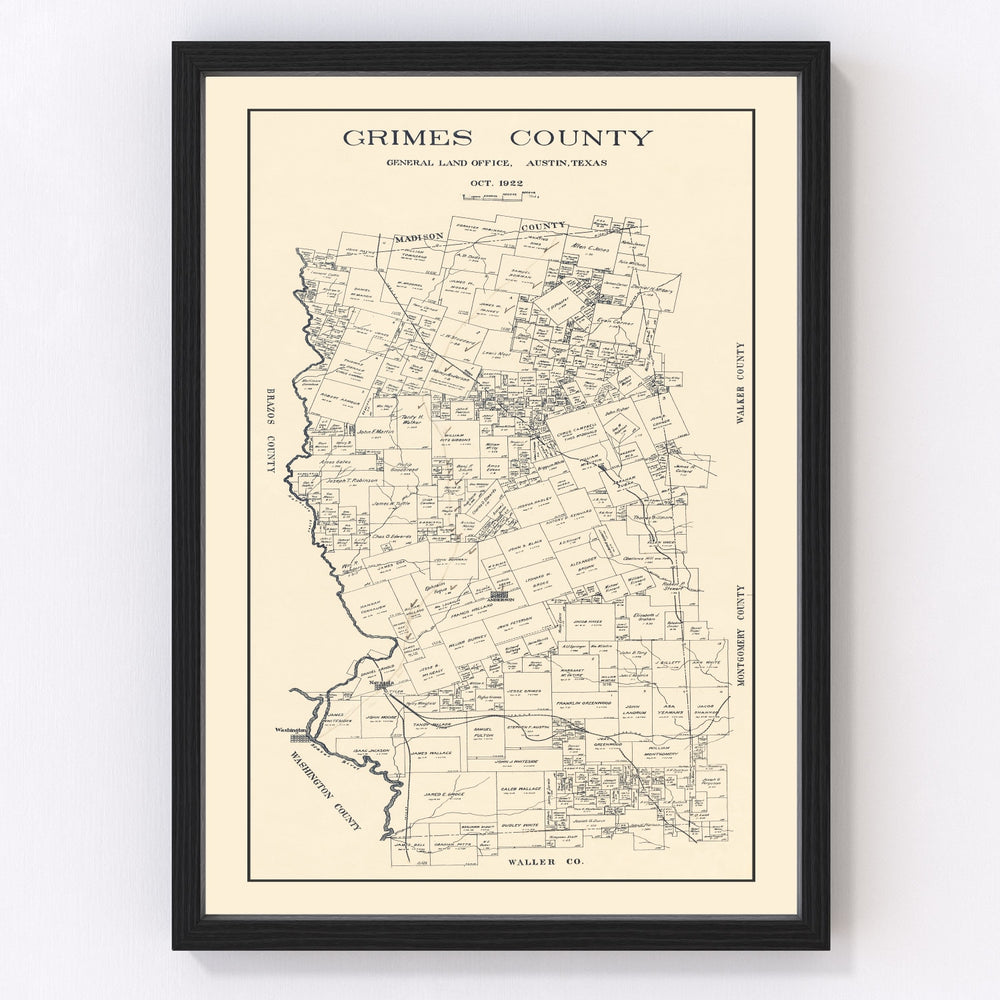 Grimes County Vintage Map 1922