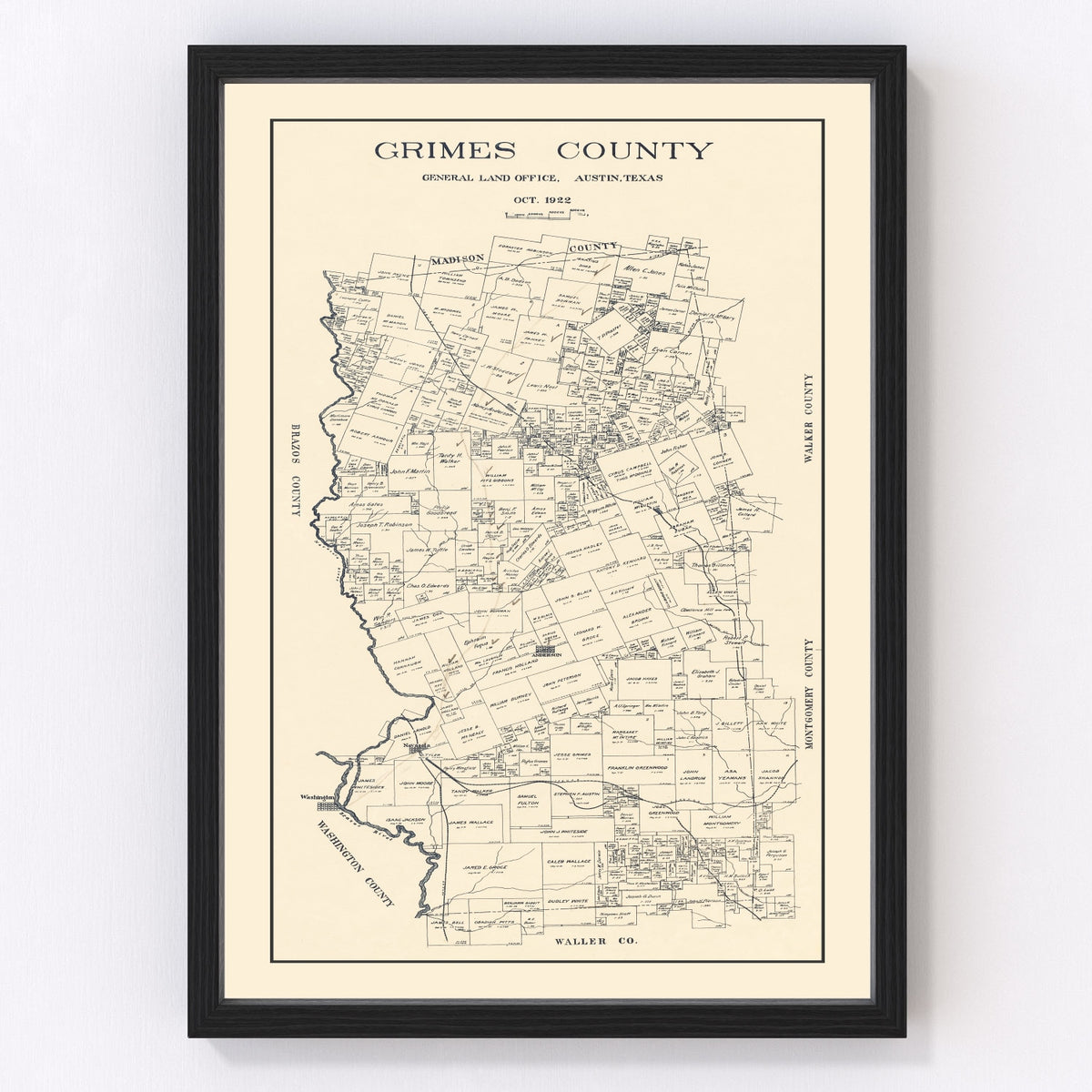 Grimes County Vintage Map 1922