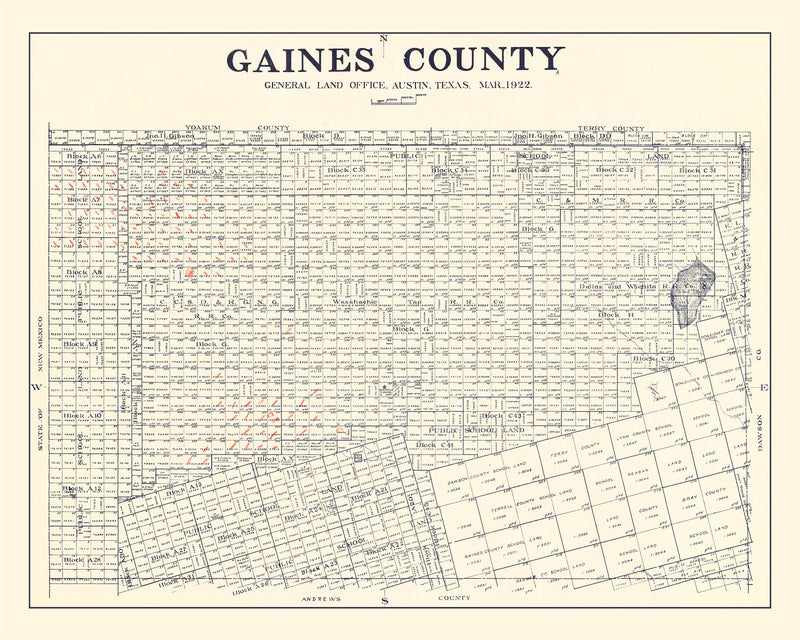 Size comparison using Vintage Map of Gaines County, Texas 1922