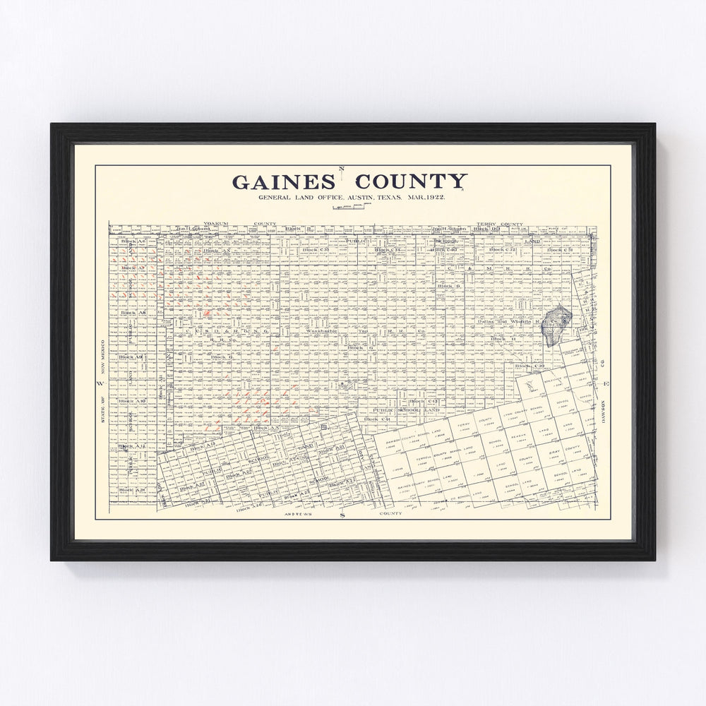 Gaines County Vintage Map 1922