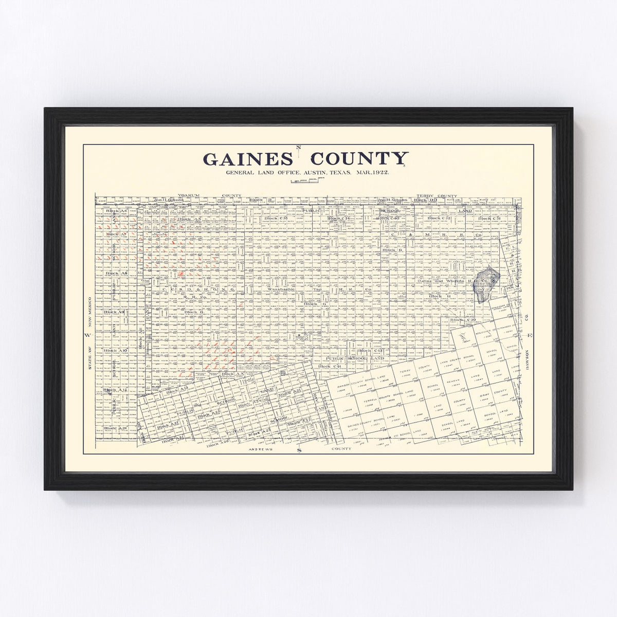 Gaines County Vintage Map 1922