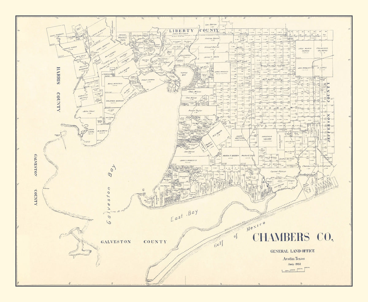 Preview of Vintage Map of Chambers County, Texas 1922