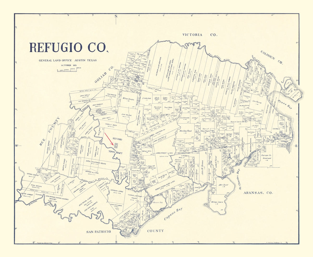 Preview of Vintage Map of Refugio County, Texas 1921