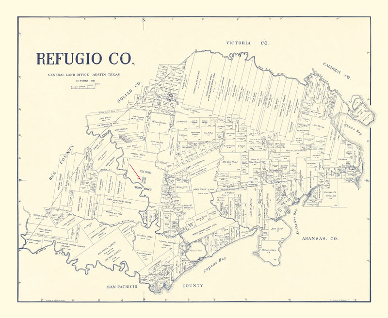 Size comparison using Vintage Map of Refugio County, Texas 1921