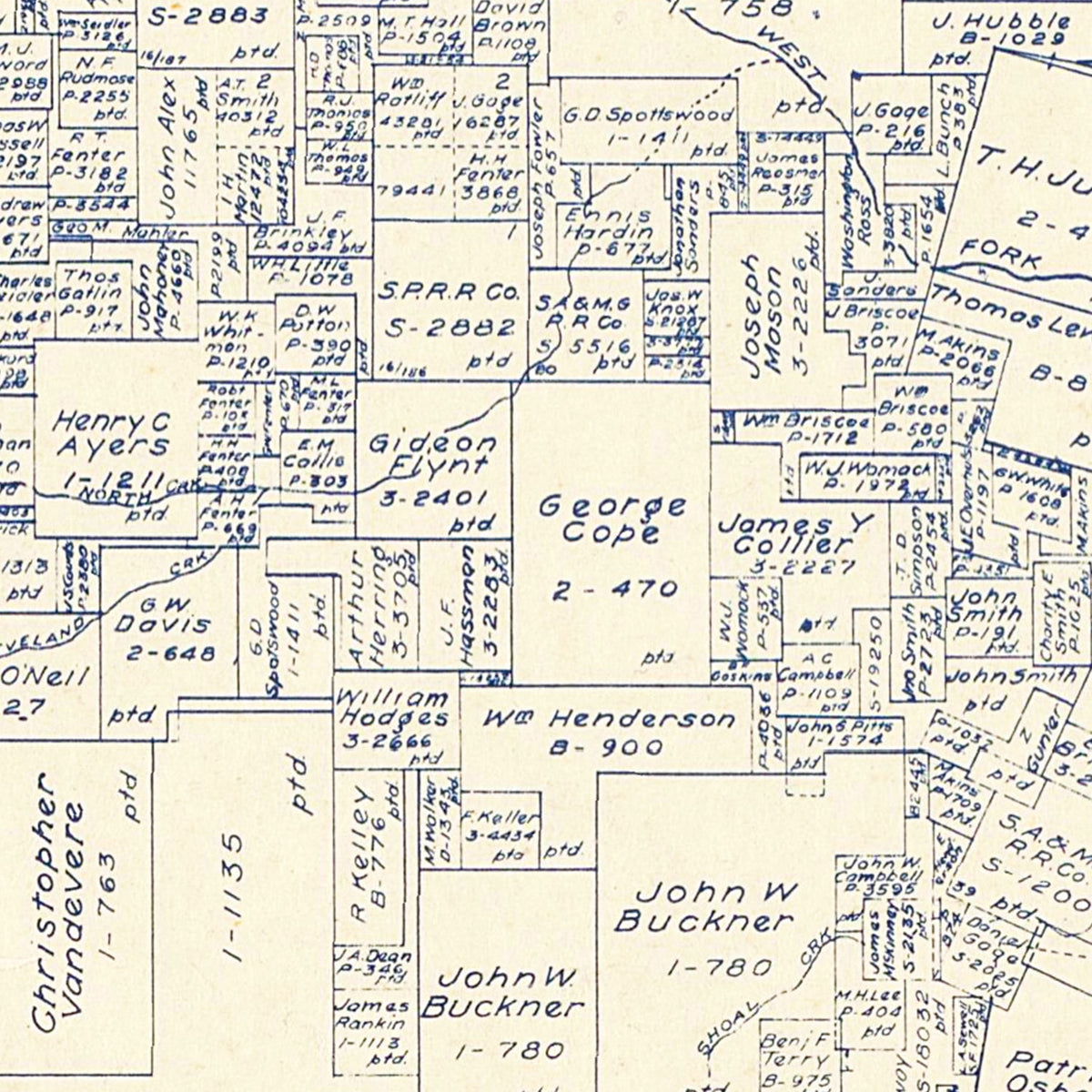 Restored historic details from the 1925 county map of Jack County, Texas
