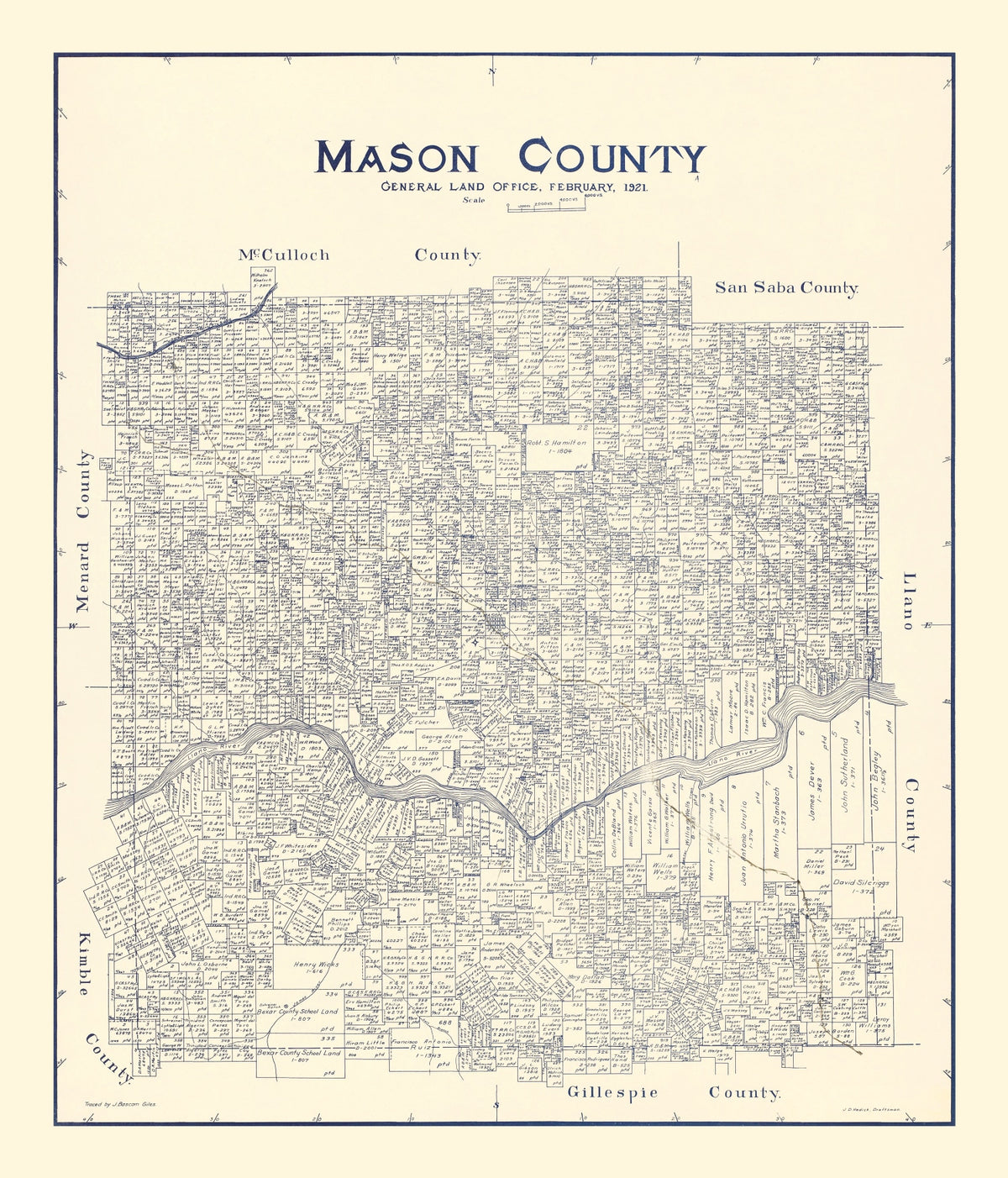 Preview of Vintage Map of Mason County, Texas 1921