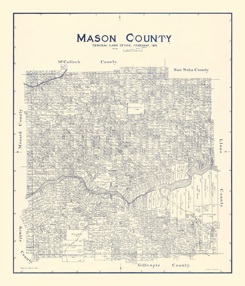 Size comparison using Vintage Map of Mason County, Texas 1921