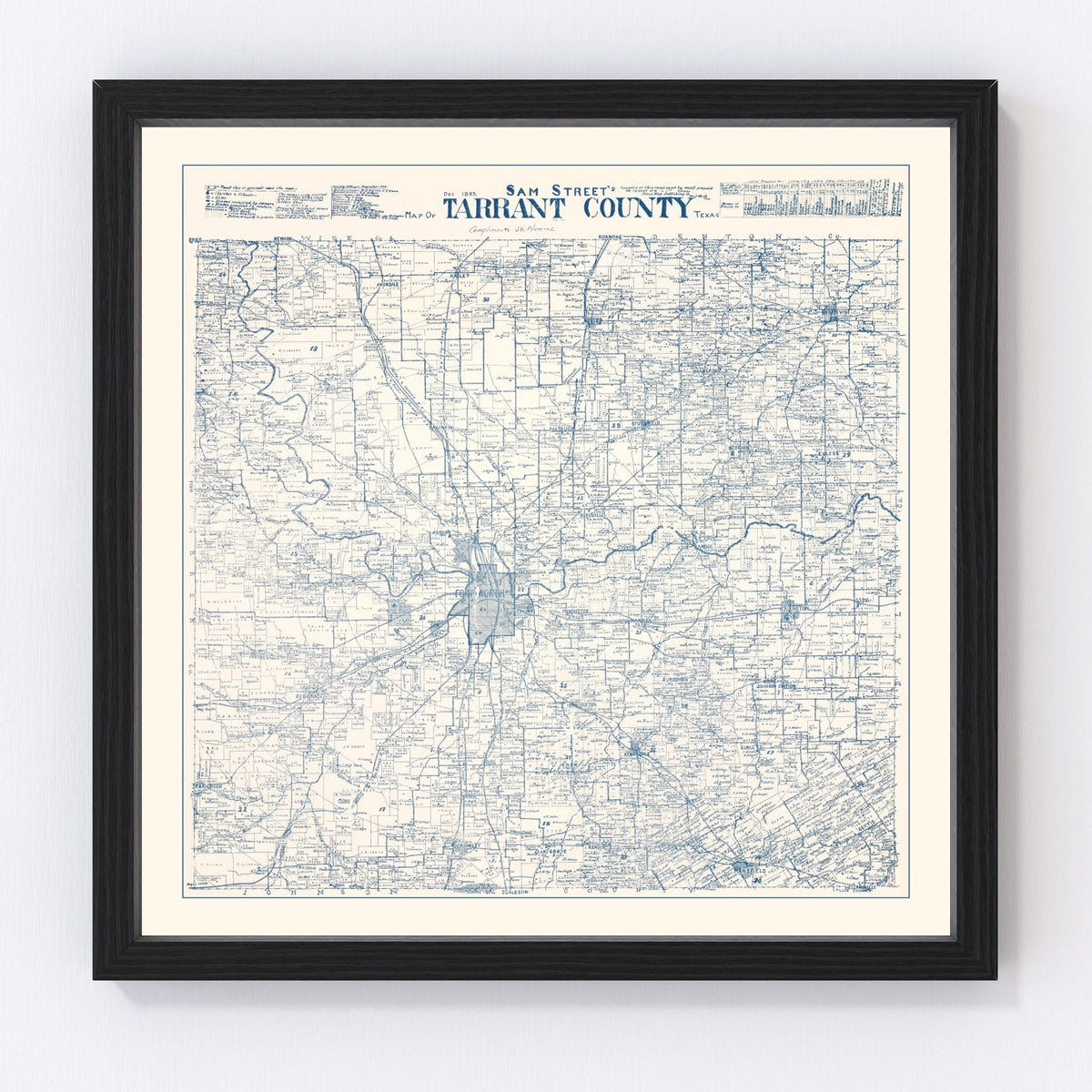 Tarrant County Vintage Map 1925