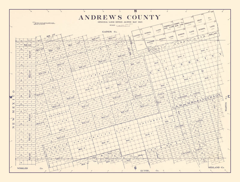 Size comparison using Vintage Map of Andrews County, Texas 1925