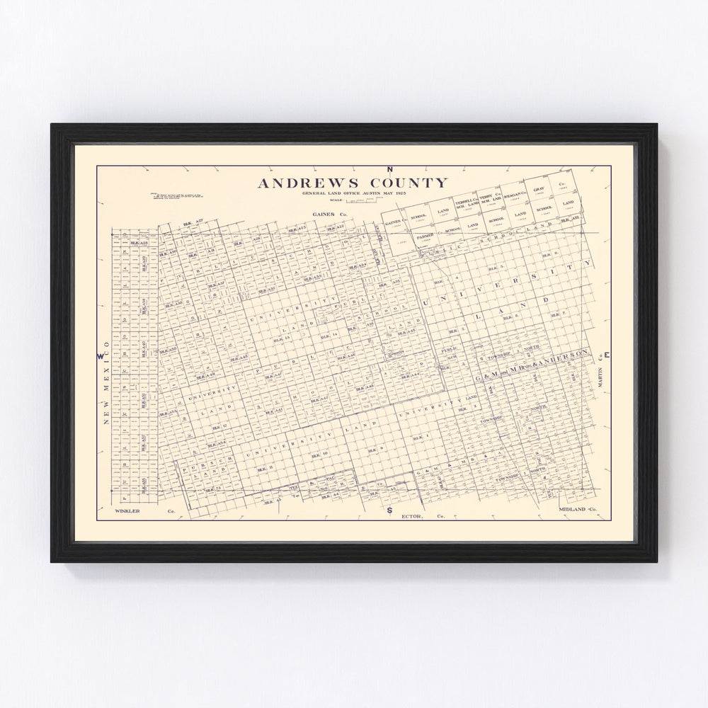 Andrews County Vintage Map 1925