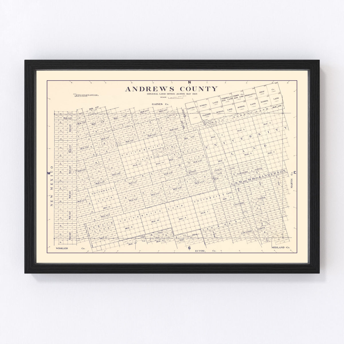 Andrews County Vintage Map 1925