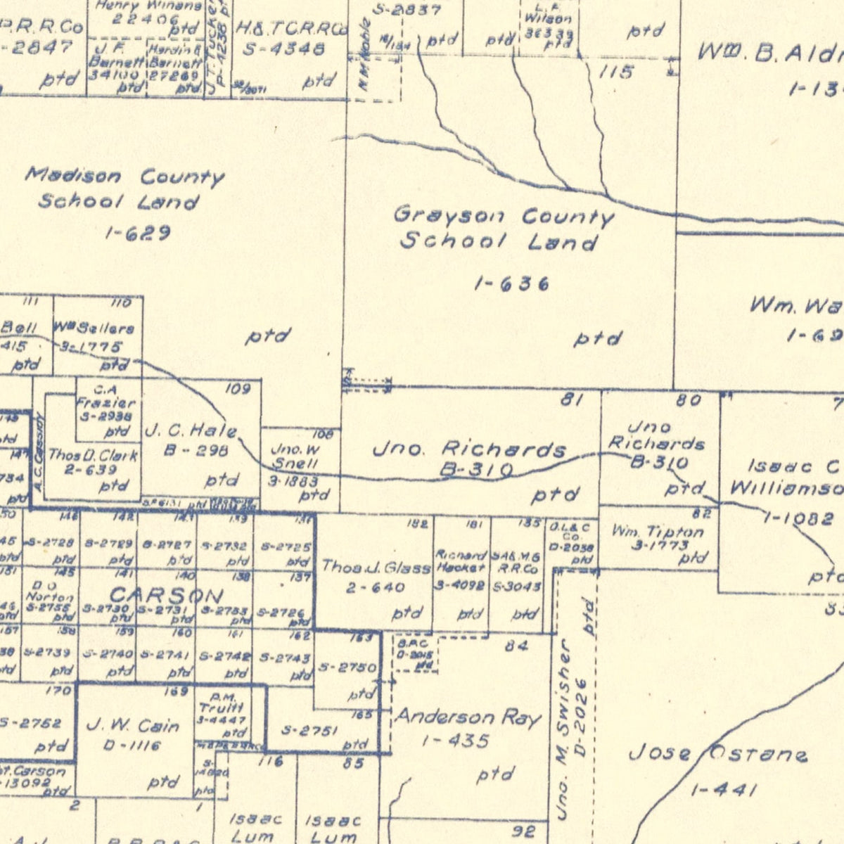 Restored historic details from the 1926 county map of Archer County, Texas