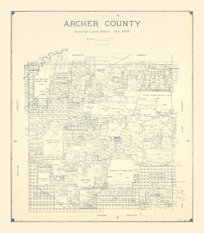 Size comparison using Vintage Map of Archer County, Texas 1926