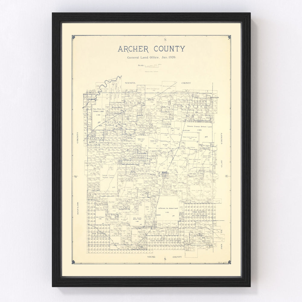 Archer County Vintage Map 1926