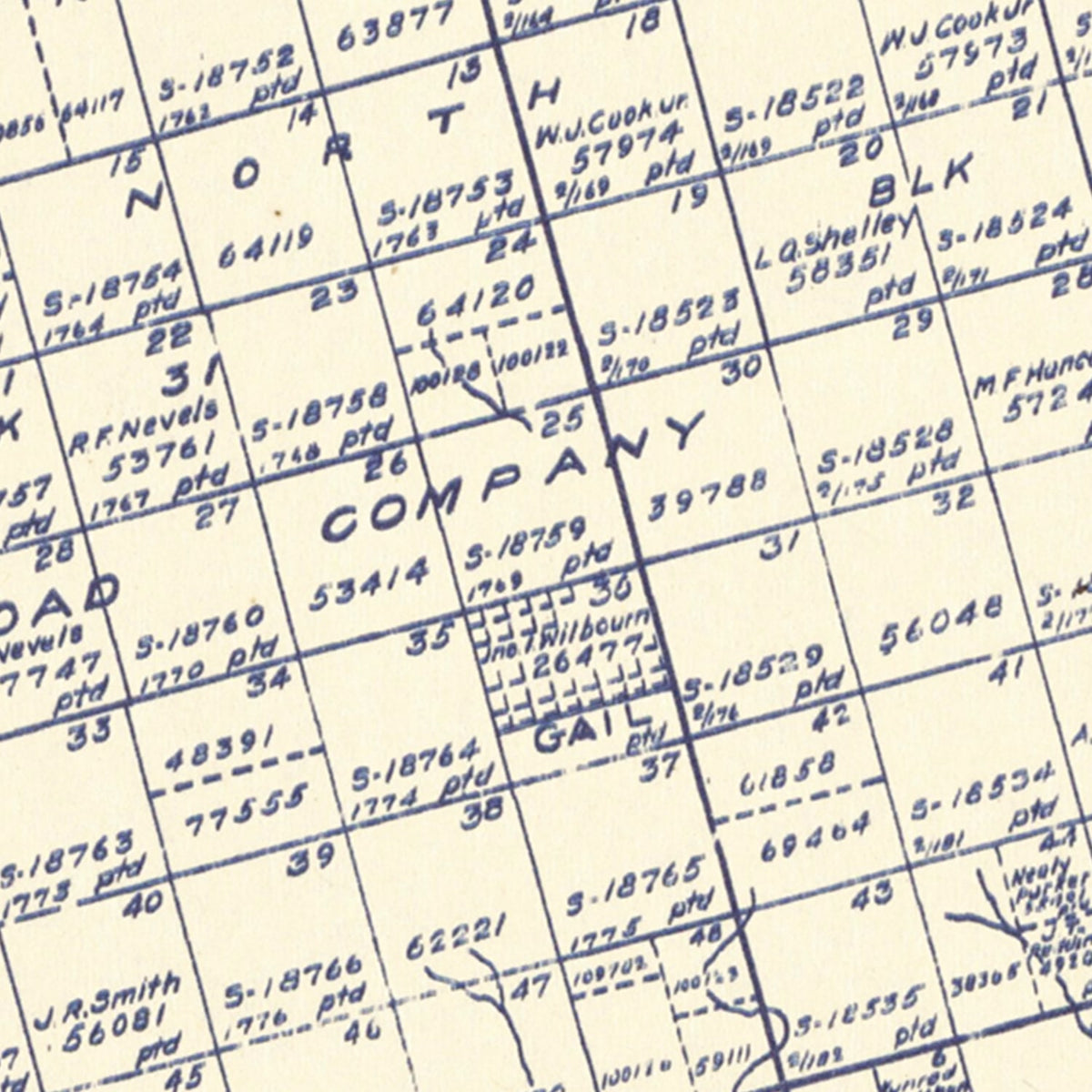 Restored historic details from the 1922 county map of Borden County, Texas
