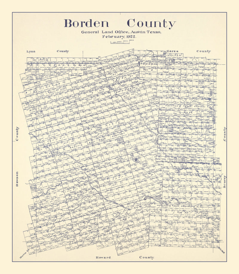 Size comparison using Vintage Map of Borden County, Texas 1922