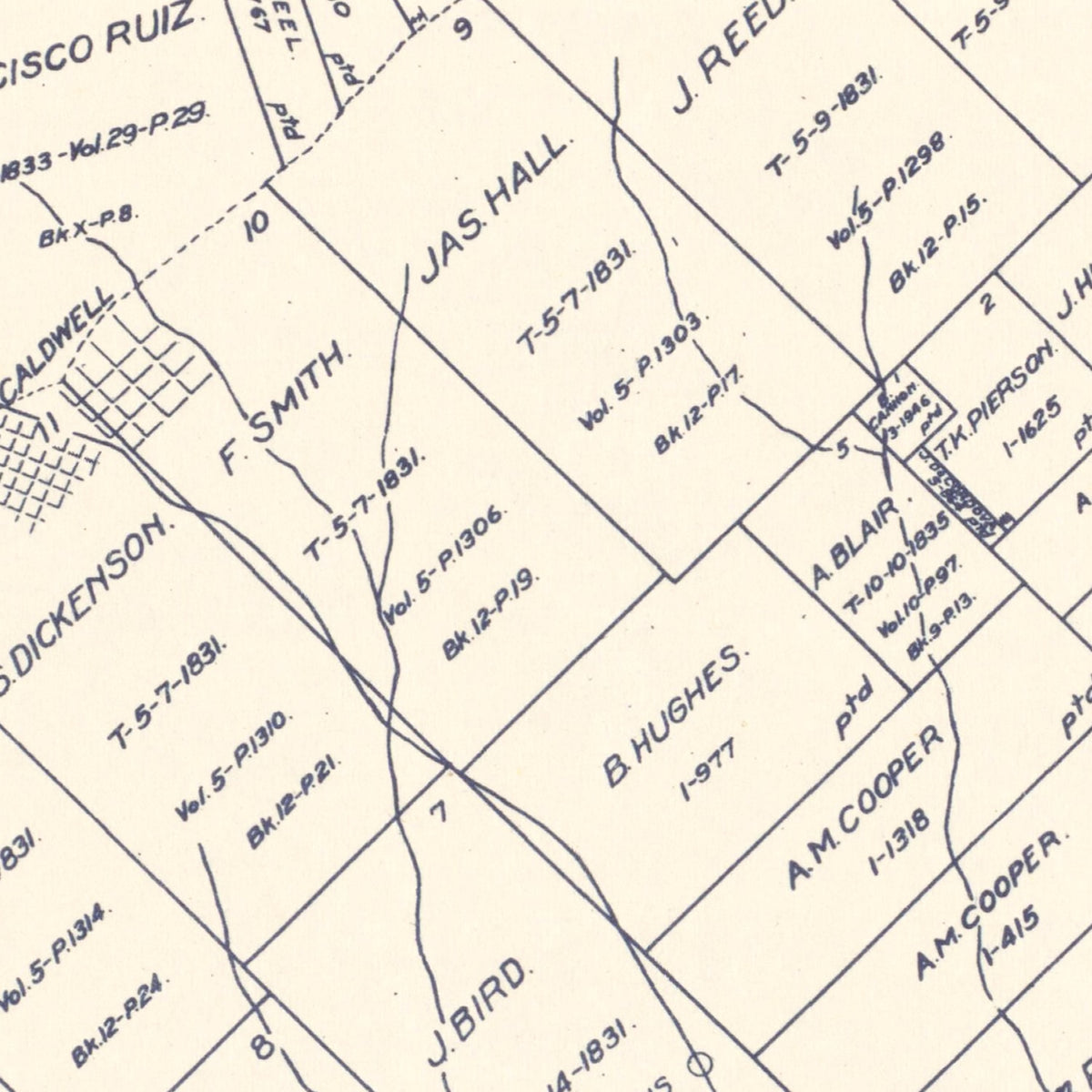 Restored historic details from the 1920 county map of Burleson County, Texas
